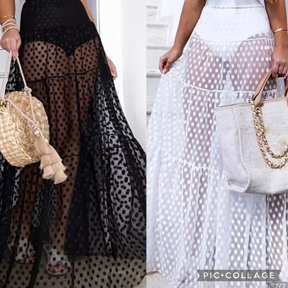 Ready for the 🏝 Beach! White Sheer Cover-Up Skirt - Picture 3 of 3